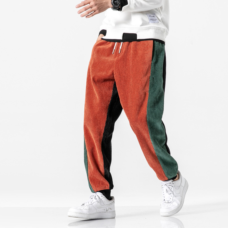 Title 3, Corduroy Contrast Stitching Drawstring Pants