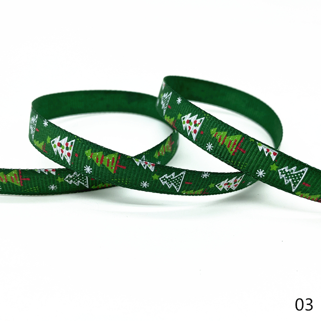 Size 5 10mm Christmas Ribbon Printed Grosgrain Ribbon