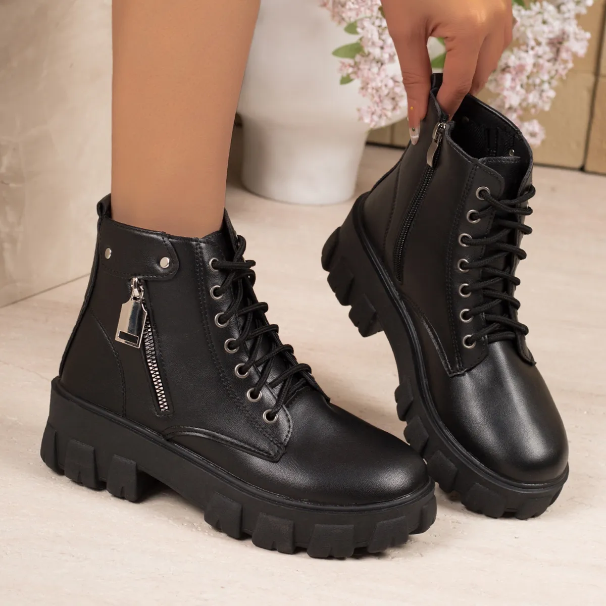 Plus Size Ankle Boots Vintage Side Zipper