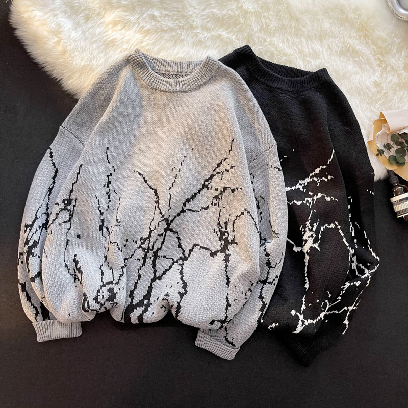 Round Neck Pullover Sweater Retro Couple Sweater