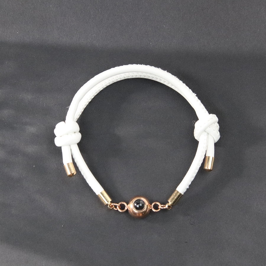 Braided Titanium Steel Stainless Leather Rope Bracelet