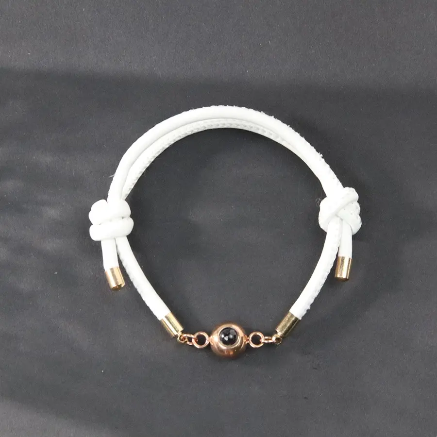 Braided Titanium Steel Stainless Leather Rope Bracelet