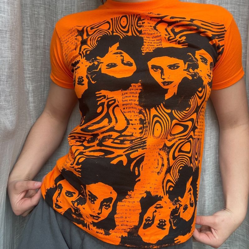 Fashion Ladies T-shirt Print Color Multicolor Head T-shirt