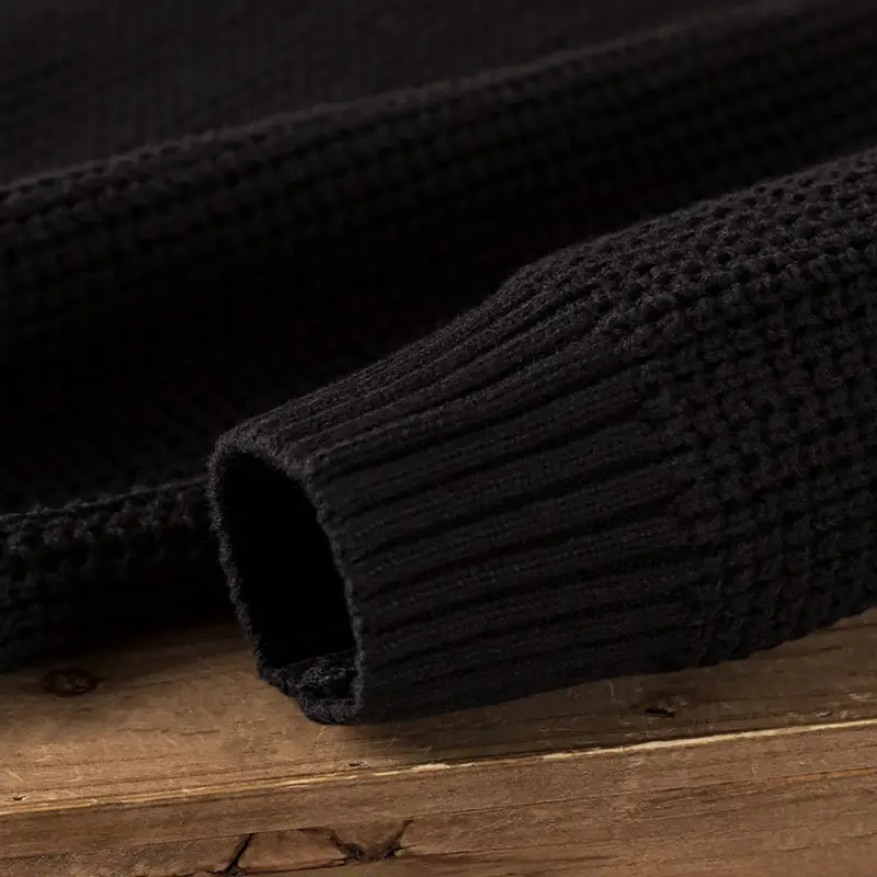 Knitted Pullover Black Interlock Coat Top