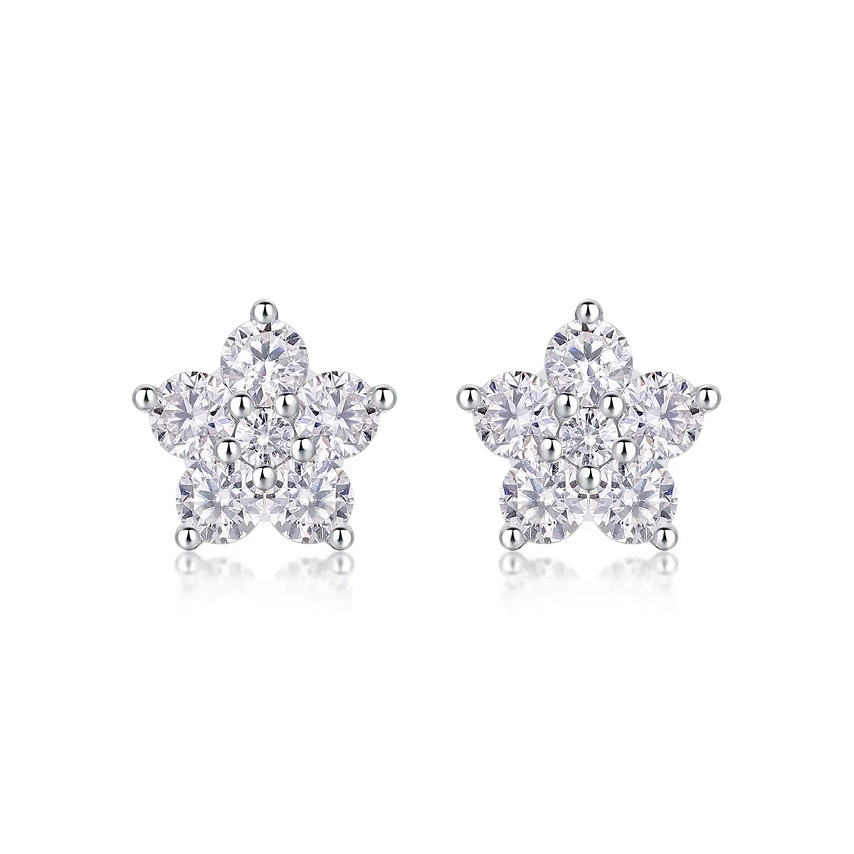 1Paris Flower - Fashionable And Luxurious Diamond Jewelry Set With Moissanite S925 Sterling Silver And Platinum-plated Stud Earrings Prohibit Tk Sales