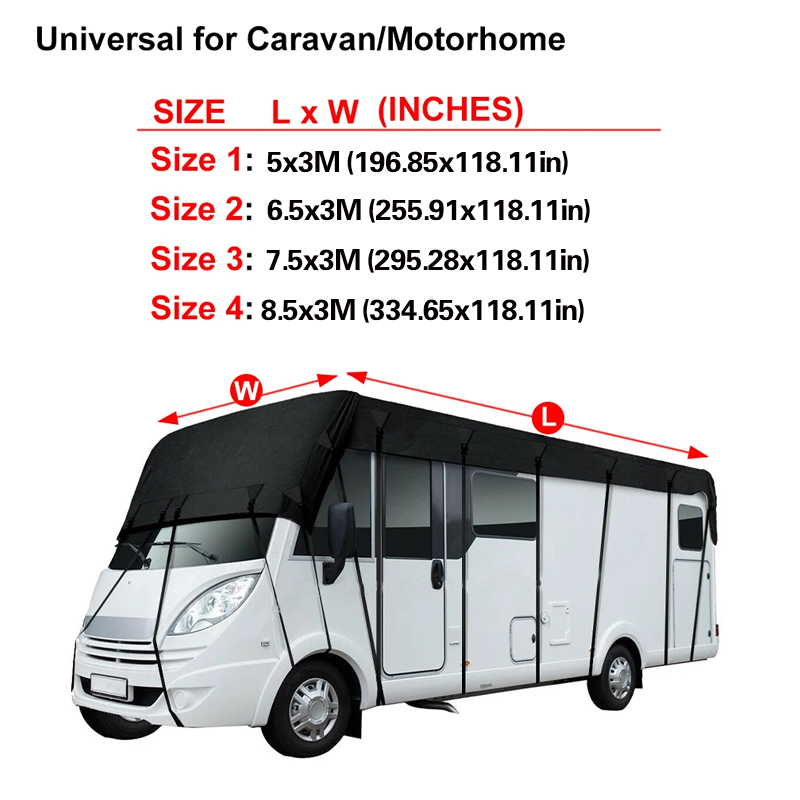 5-8.53m RV Protective Roof Top Cover For Motorhome Caravan Camper Vehicles — image 2