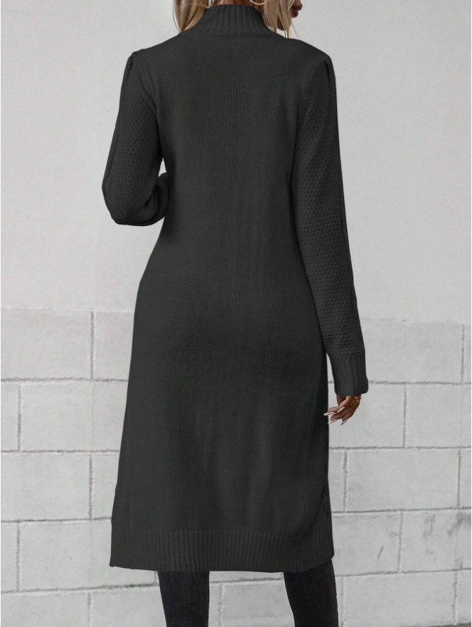 Women Crew Neck Long Sleeve Split Hem Minimalist Sweater