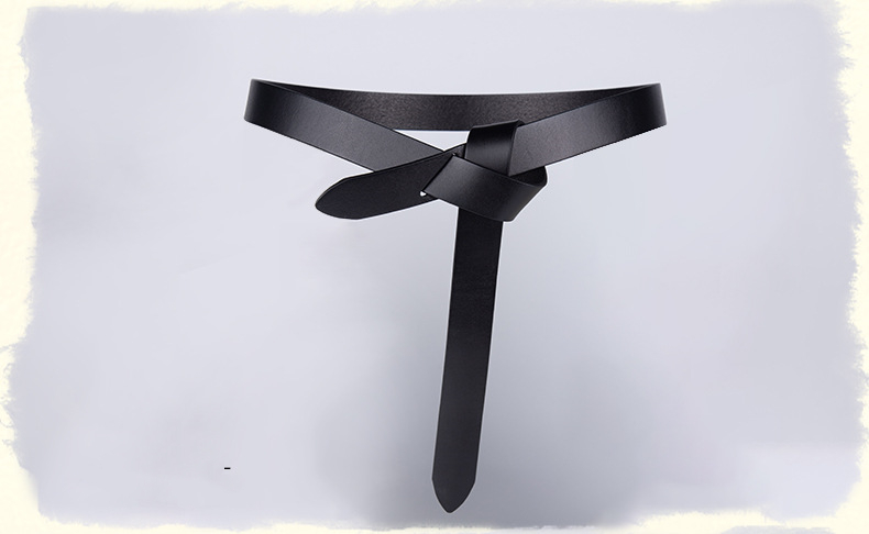 Casual No Buckle Knotted First Layer Leather Ladies Belt