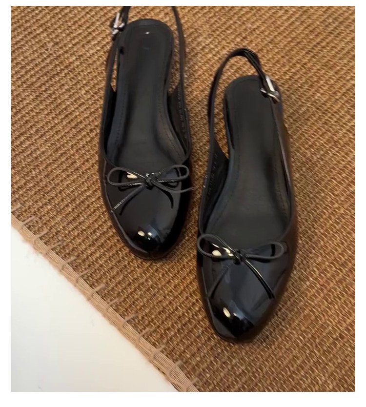 Women Minimalist Tiny Front Ribbon Bow Slingback Flats Matching Casual Daily product image