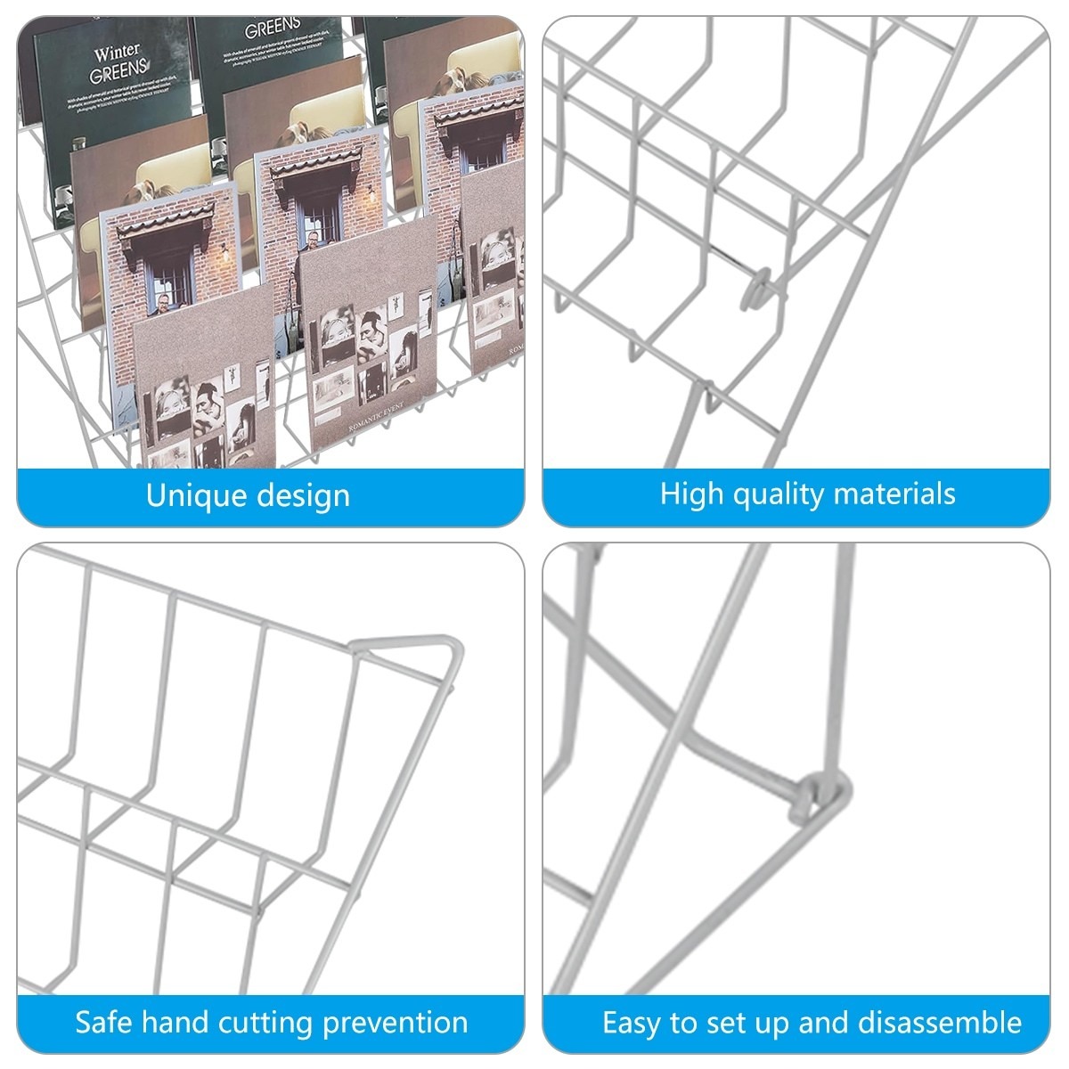 6 Tier Foldable Counter Card Book Rack Display Stand Wire Magazine White — image 7