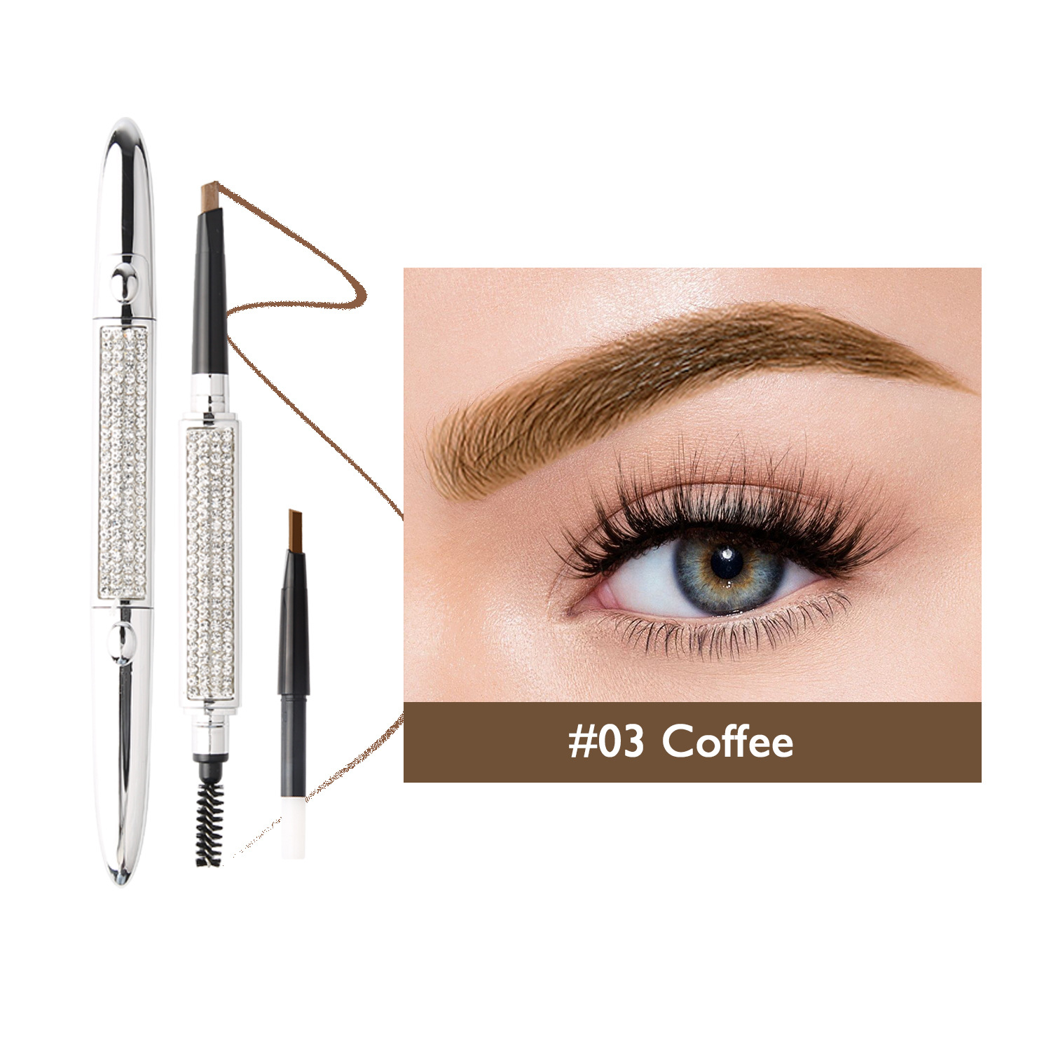 Sky Silver Tube Eyebrow Pencil Double Head Is Not Easy Dizzy Not Easy To Take Off Coffee - Shop at LoveMi
