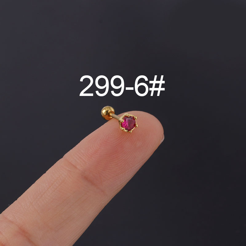 Stainless Steel Thin Rod Piercing Ear Bone Nails Color Simple Single Zircon Earrings Fashion Jewelry