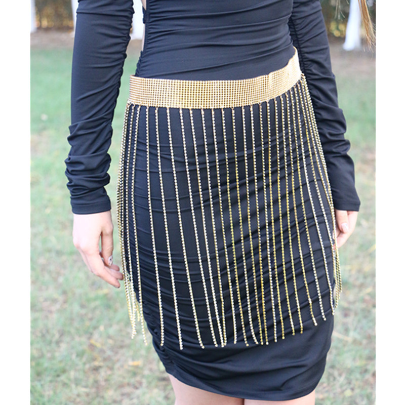 Tassel Bright Rhinestone Chain Dance Stage Performance Belt