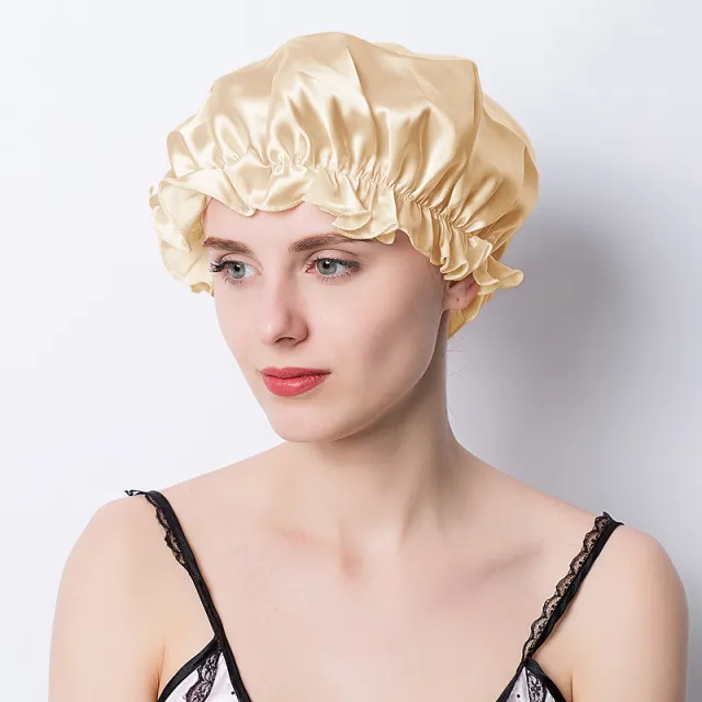 Silk Silkworm Sleeping Hat Hair Protection Champagne - Shop at LoveMi