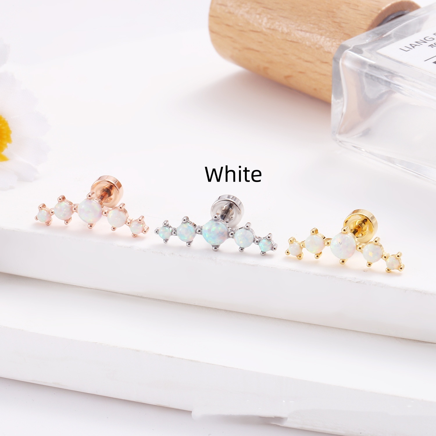 Stainless Steel Lip Studs With Heart shaped Zircon Earrings thumbnail 7