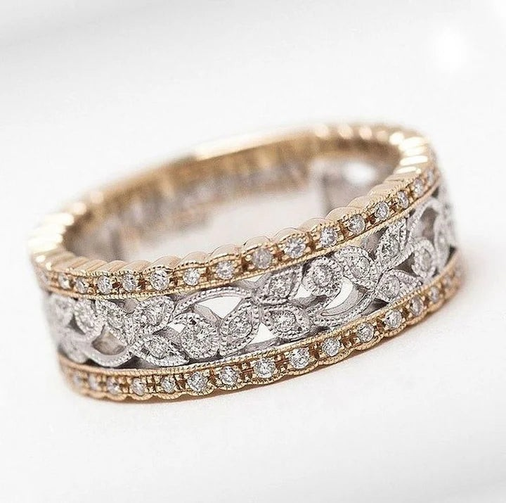 Two Tone Zircon Floral Statement Ring, picture 3 of 4