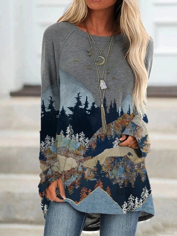 Title 2, Wish Amazon landscape Print long sleeves for women