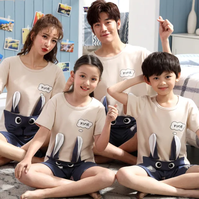 Parent Child Cotton Summer Short sleeved Cartoon D Dad L - Shop at LoveMi