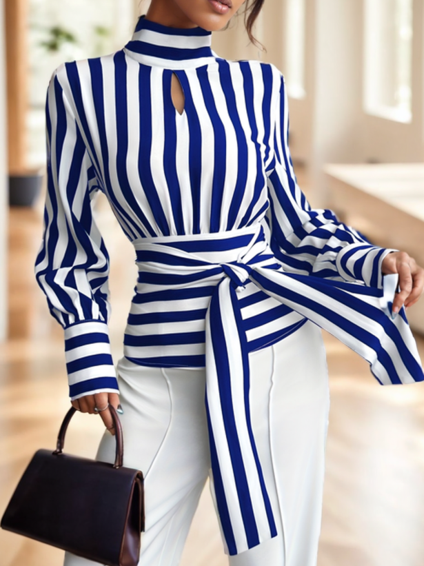 Ladies' Striped Long-sleeved Top