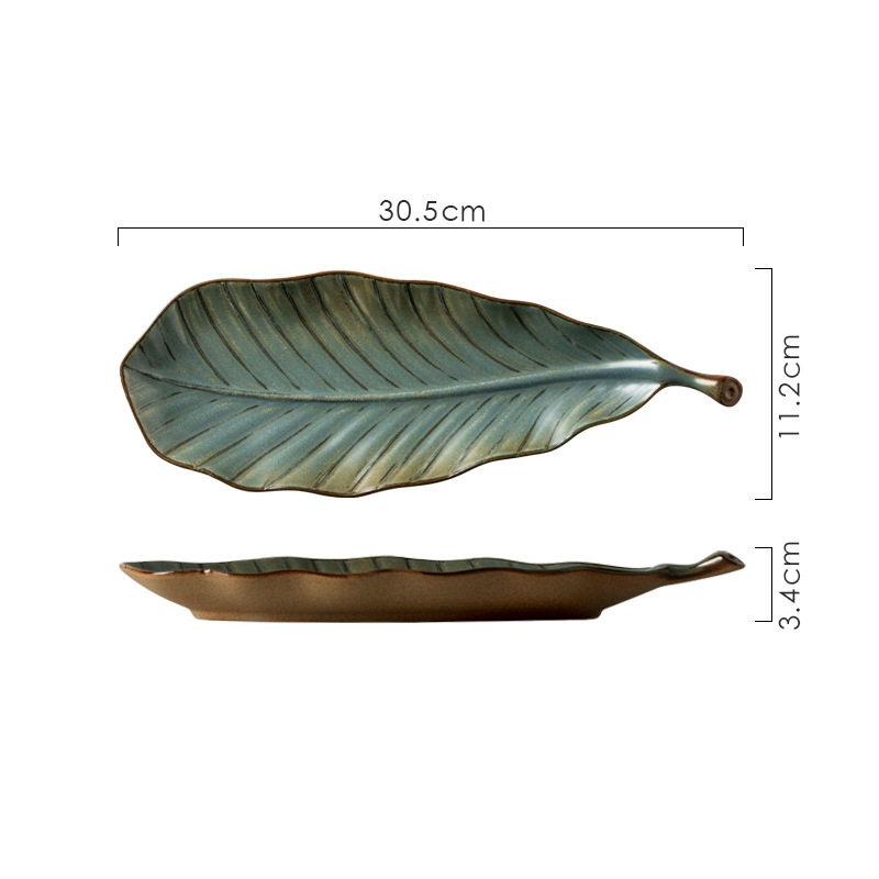 Grey green leaf plate