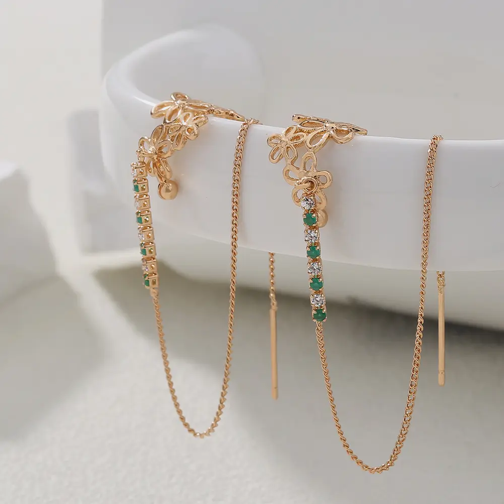 Super Long Tassel Ear Thread Plum Blossom C-type Earless Clip Earring Accessories Female