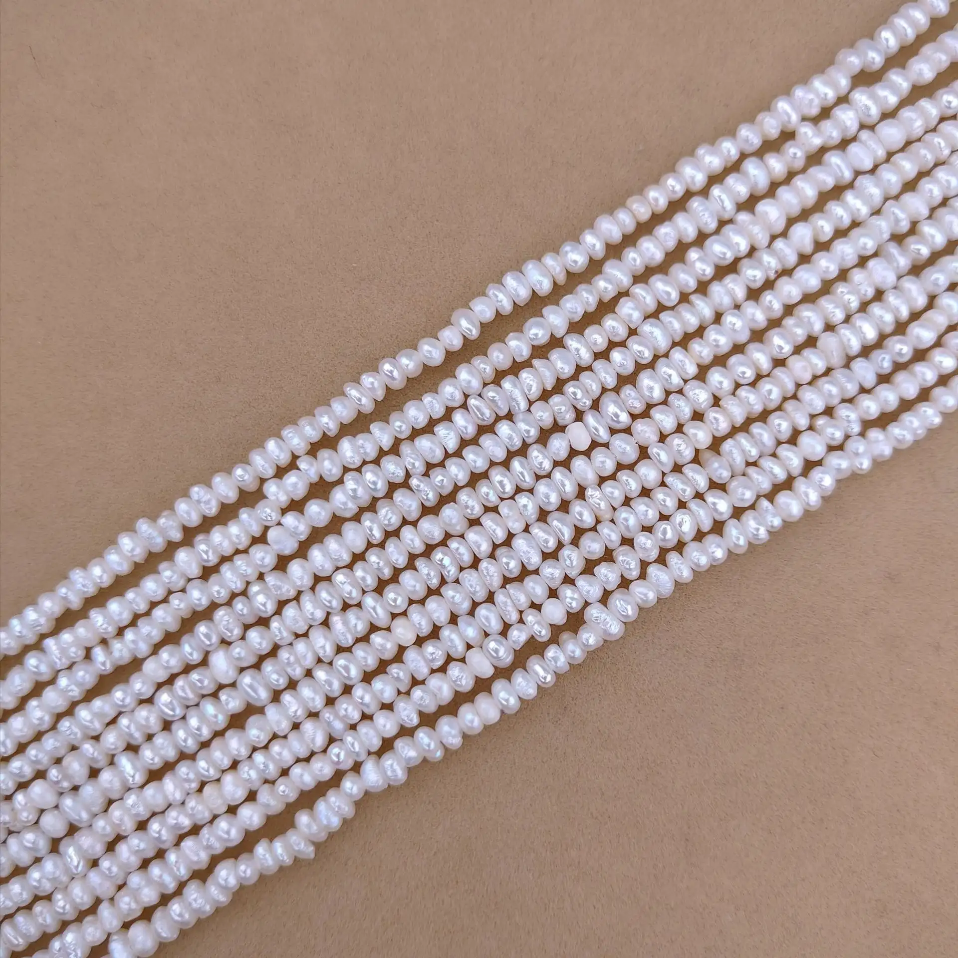 Natural Freshwater Pearl 3-4mm Flat Bead
