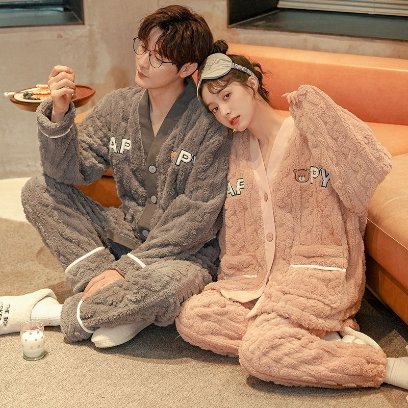 Warm And Fleece Thickened Flannel Home Service Suit