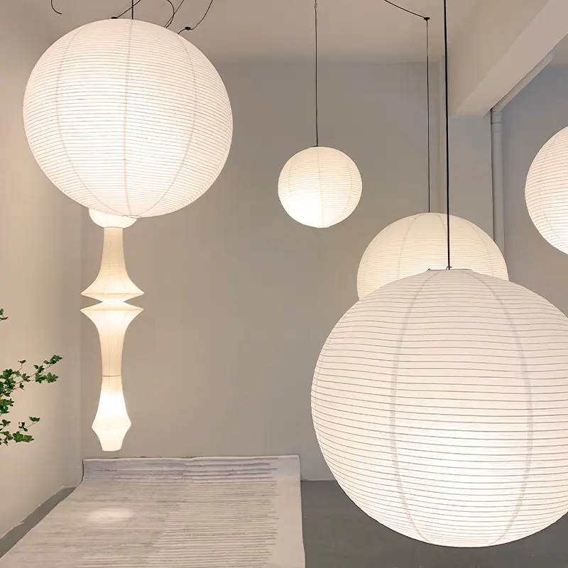 White Paper Lantern Shade In Bedroom