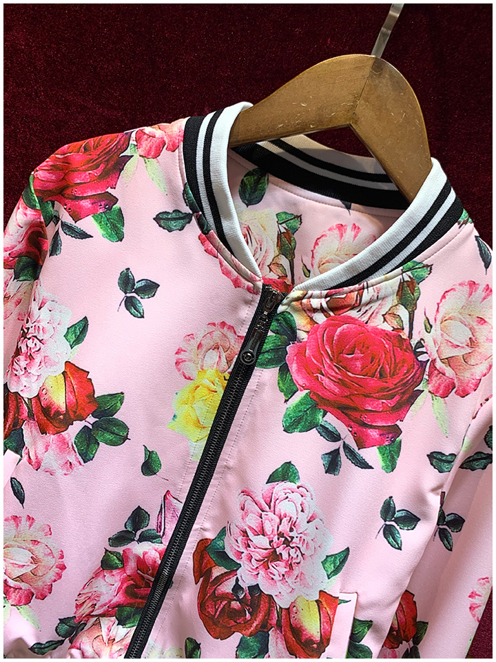 Retro Rose Print Long-sleeved Temperament Fashion Suit