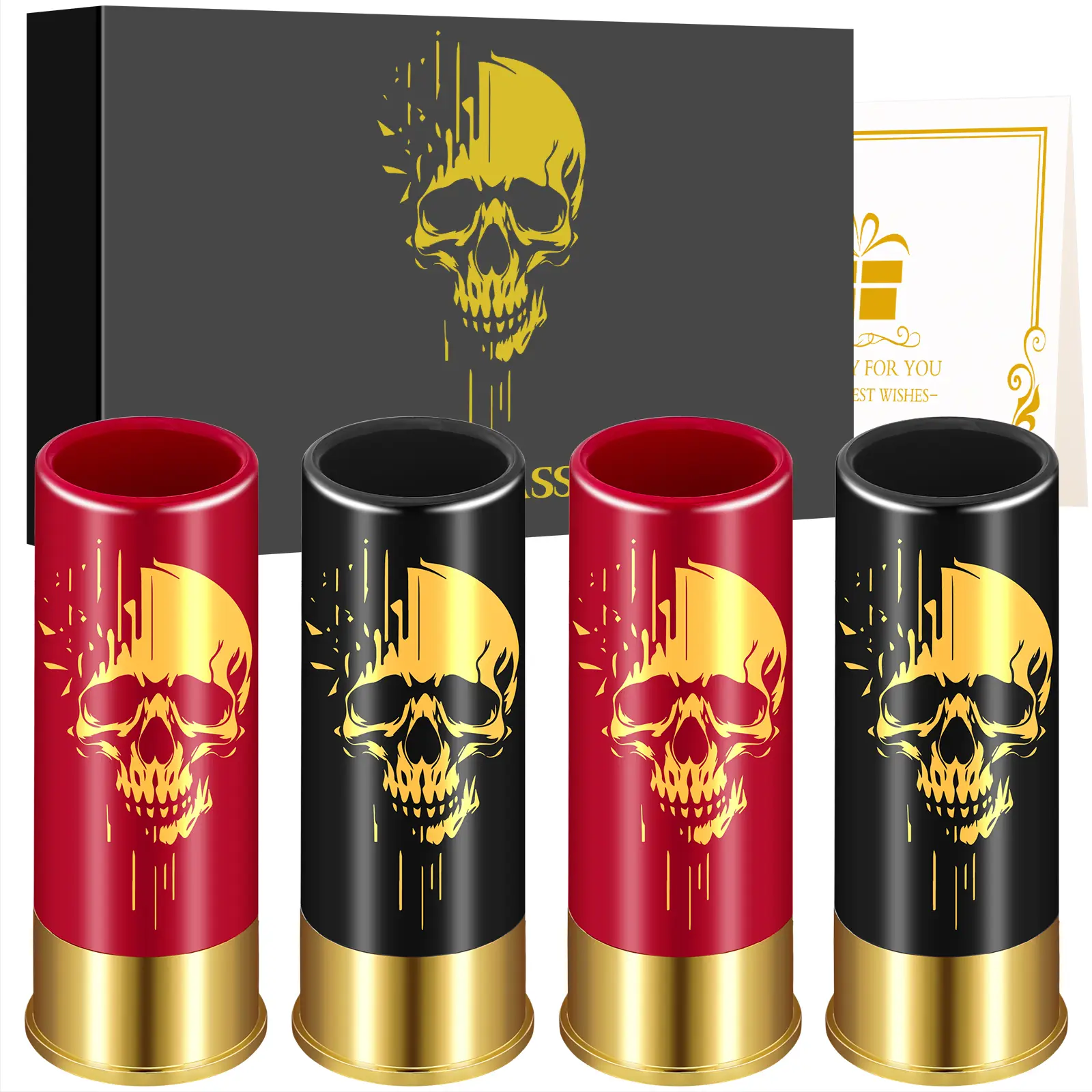 4pcs Skull Shot Glasses, 1.5oz - Reusable, High-Quality Plastic Bullet Cups For Whiskey, Cocktails & Wine, Perfect For Bars, Parties & Gifts