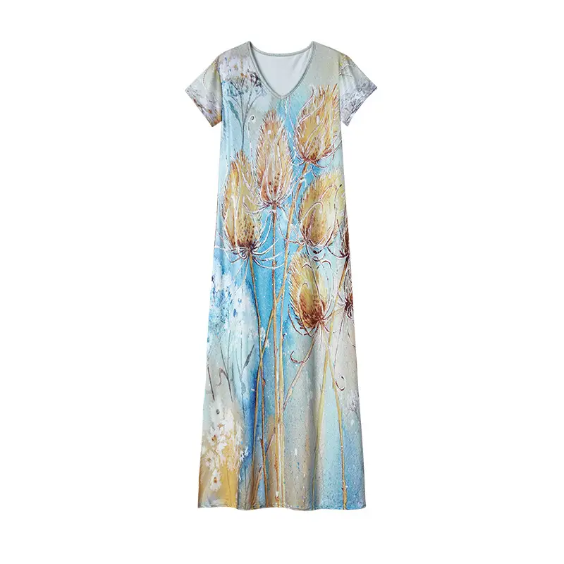Printed Casual Loose Short Sleeve Dress