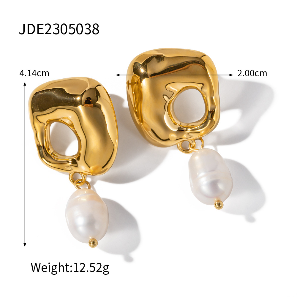 Title 6, Stainless Steel Freshwater Pearl Irregular Pend...