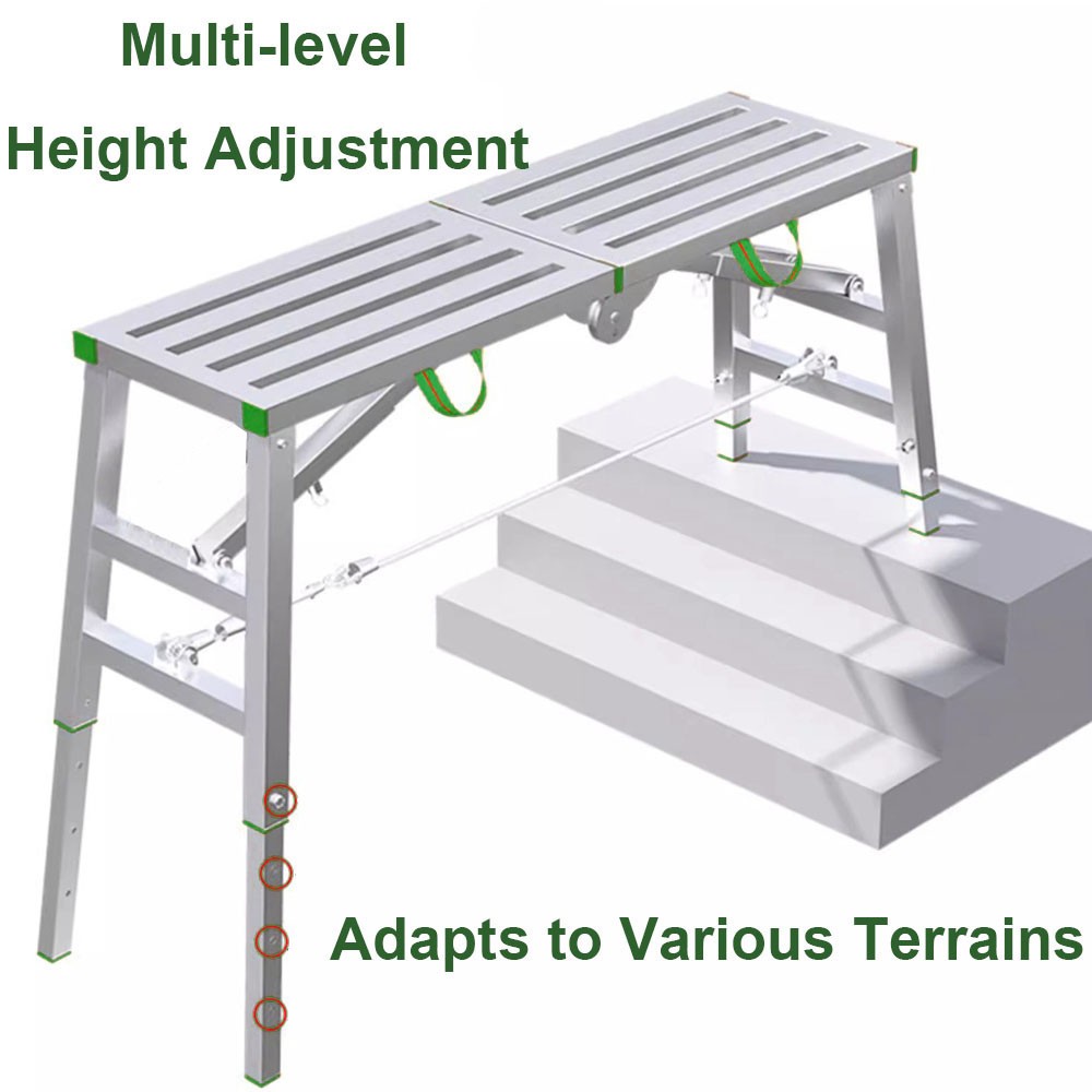Heavy Duty Steel Hop Up Step Ladder Folding Stool Work Bench Platform 1400mm UK — image 6