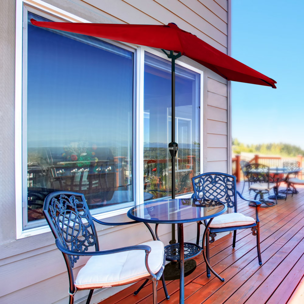 9ft Half Umbrella For Balcony, Porch, Or Deck, Red  Shipment From Walmart — foto 3