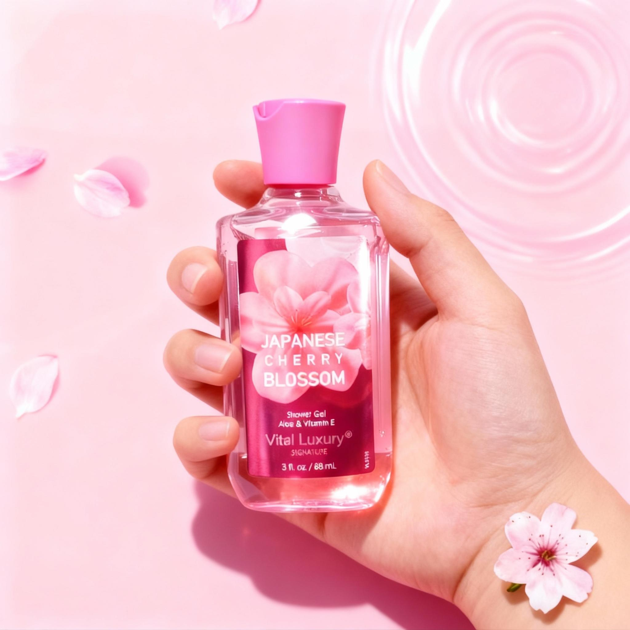 Portable 3pc Travel Body Care Kit-Cherry Blossom & Cotton Candy Fragrance-Refreshing Shower Gel, Moisturizing Lotion & Body Mist Set 5