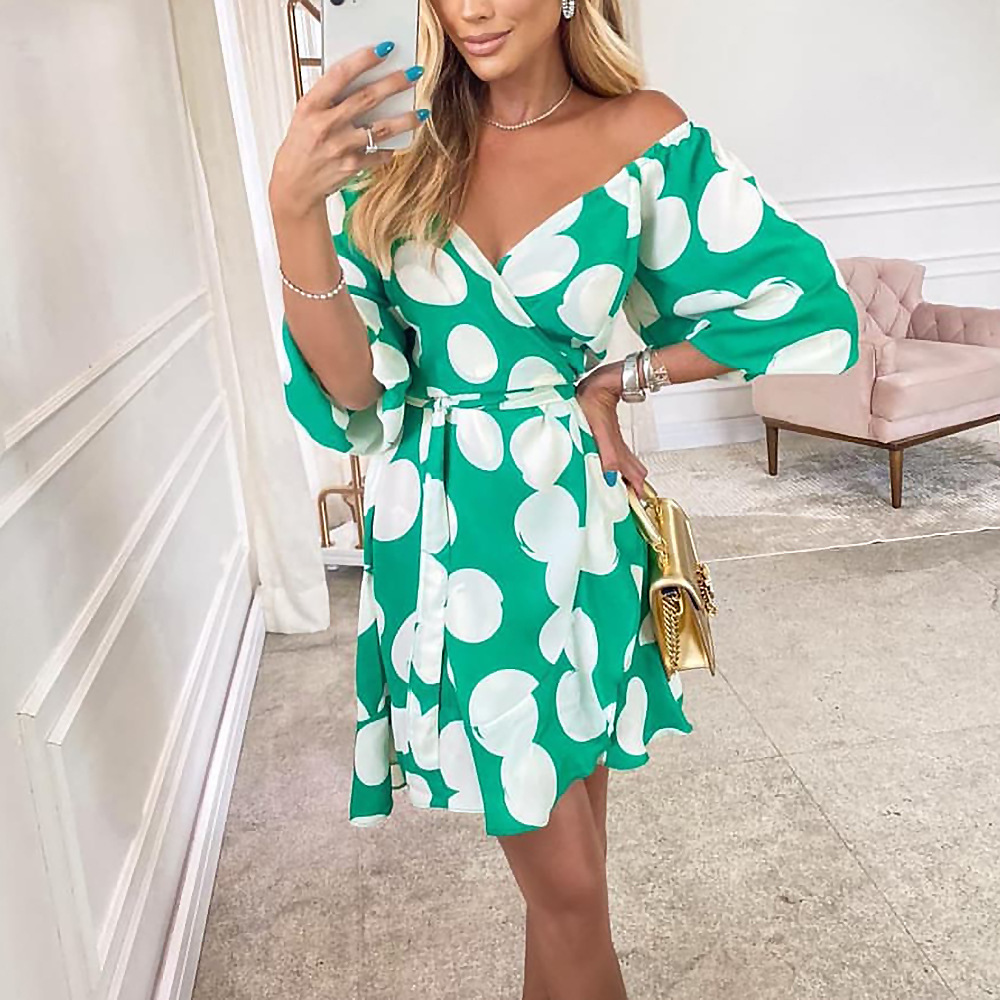 Ladies Fashion Print Loose Casual Swing Dress