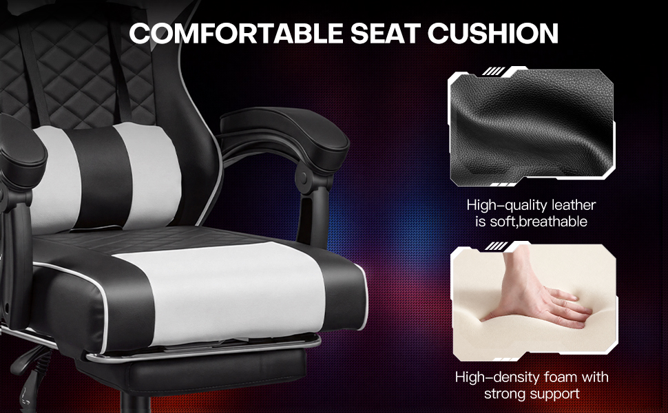 Racing Style Gaming Chair With Footrest,PU Leather,Massage Lumbar — image 2