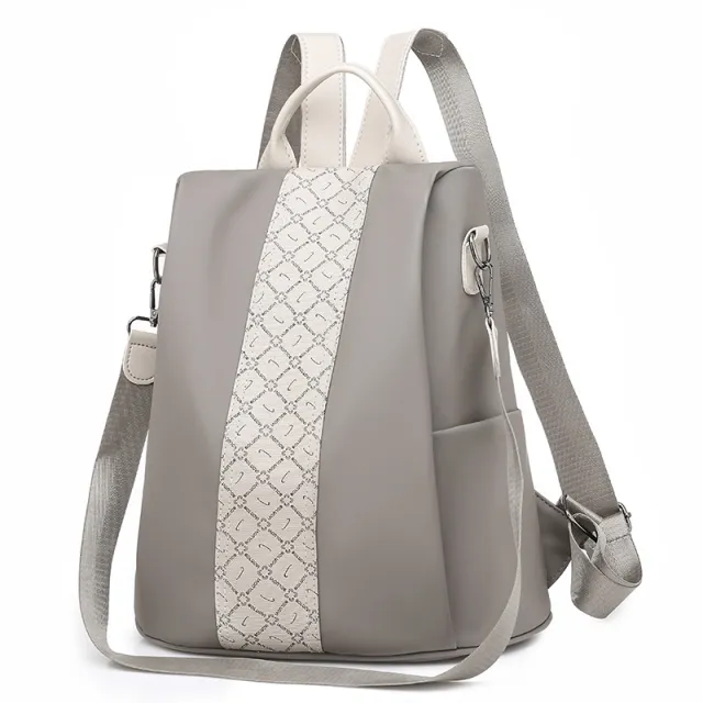 Large Capacity Oxford Cloth Waterproof Stitching Student School Bag Khaki - Shop at LoveMi