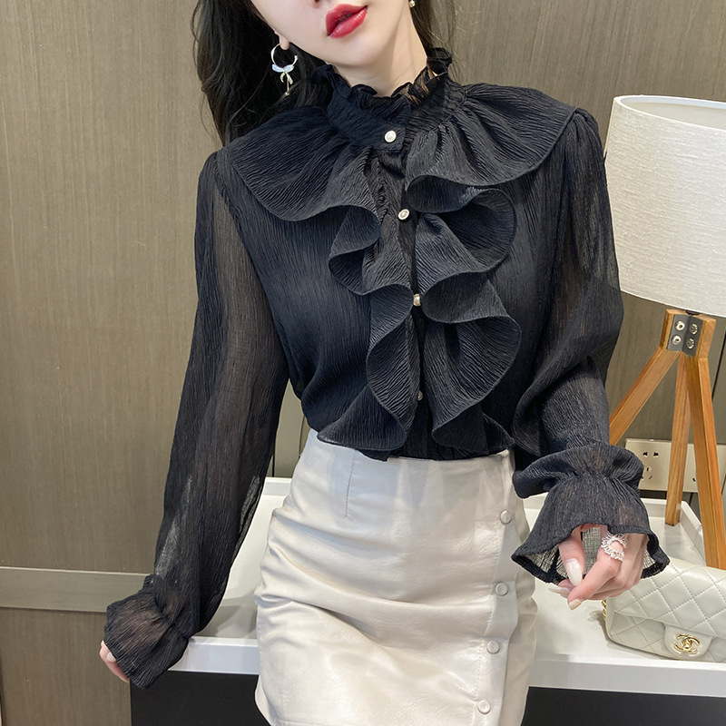 Stand Collar Court Style Shirt New Top  Women French Style