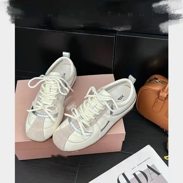 Women Minimalist Retro Color Block Sneakers Lightweight Casual Daily