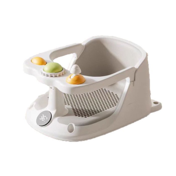 Baby Bath Seat Non-Slip Soft Toddler Bath Chair Suction Cups Temperature Display