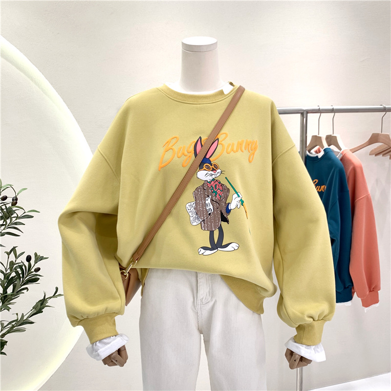 Cartoon Print Stitching Fake Two-piece Sweater