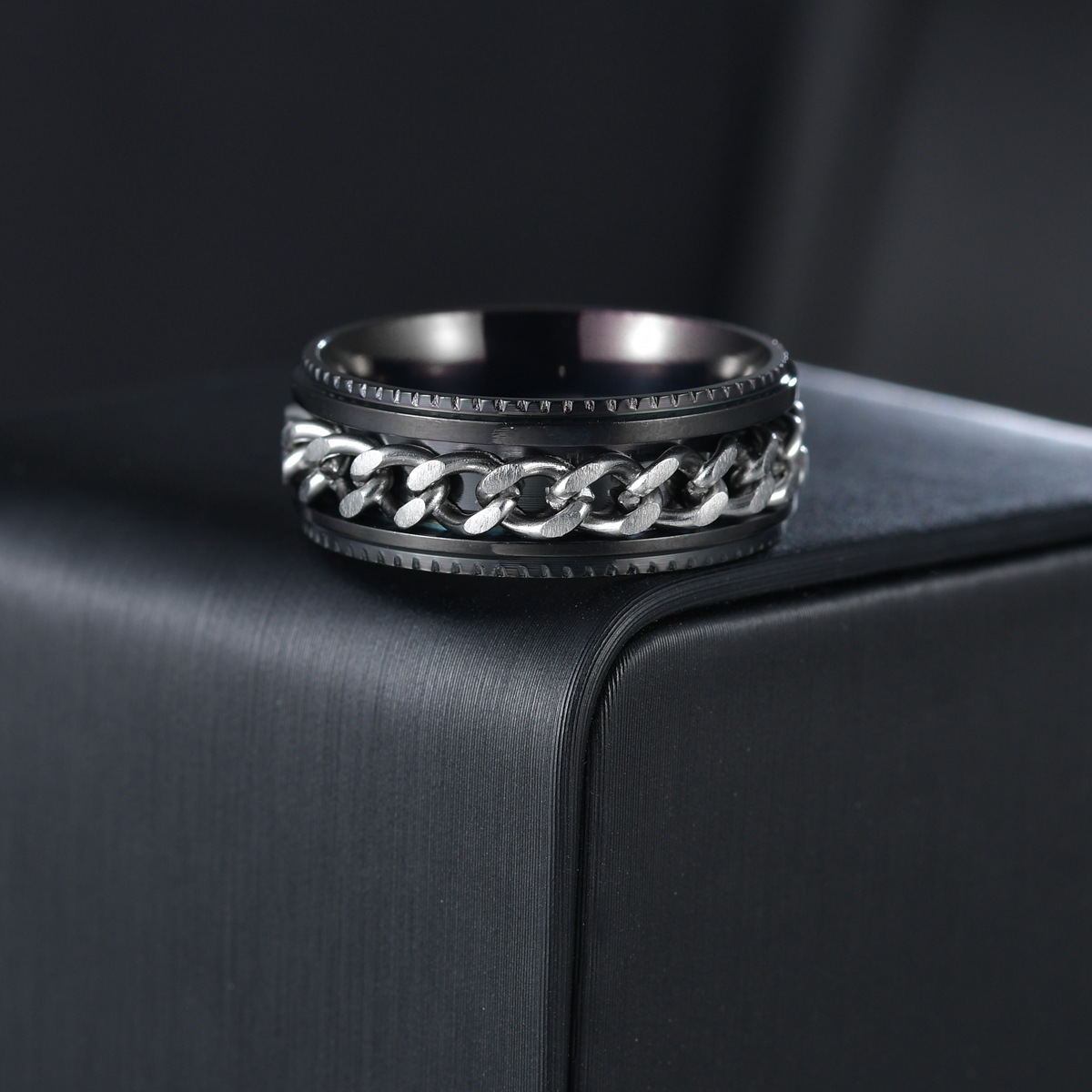 Men's Chain Rotating Stainless Steel Ring