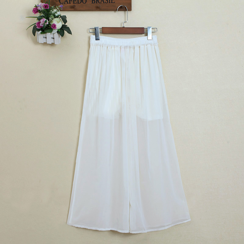  Summer New Spot Casual Pants Wide Leg Pants Chiffon Trousers Skirt High Waist Fashion Pants Skirt Wide Elastic Pants