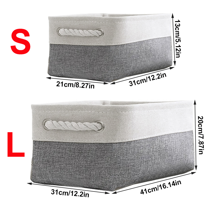 Foldable Large Canvas Storage Fabric Baskets Cotton Rope Handle Box Cube Cloth — image 8