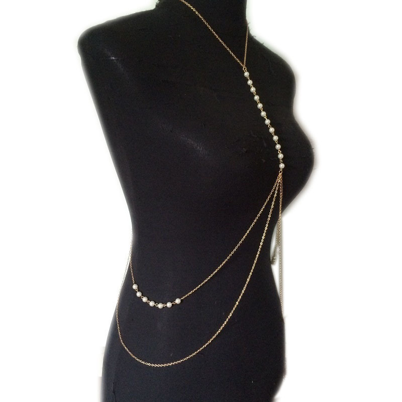 European And American Popular Sexy Pearl Necklace Body Chain