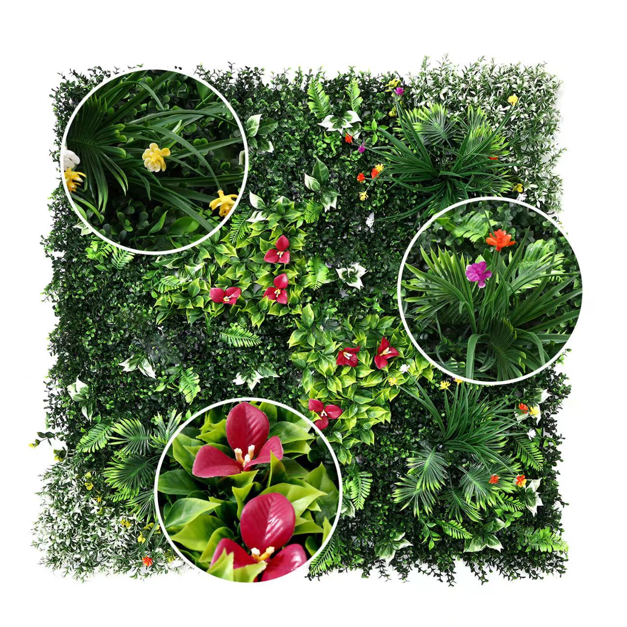 Artificial Plant Flower Living Wall Panels Realistic- Indoor-Outdoor 1m X 1m Uk