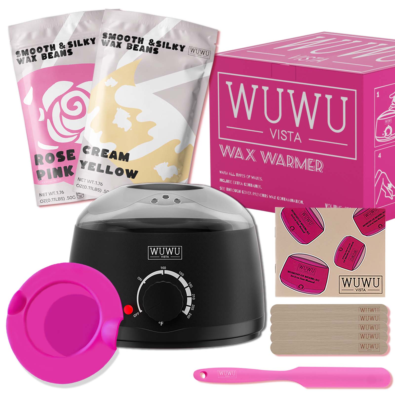 Waxing Kit 11 Items WUWUVISTA Hair Removal Wax Kit With Wax Melt Warmer Waxing Beads For Face,Brazilian,Full Body,Bikini,Sensitiive Skin Suitable F... Black - Shop at LoveMi