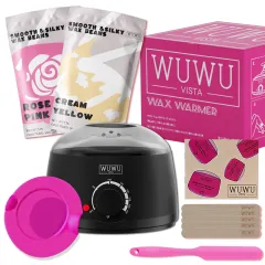 Waxing Kit 11 Items WUWUVISTA Hair Removal Wax Kit With Wax Melt Warmer Waxing Beads For Face,Brazilian,Full Body,Bikini,Sensitiive Skin Suitable F... - View 1