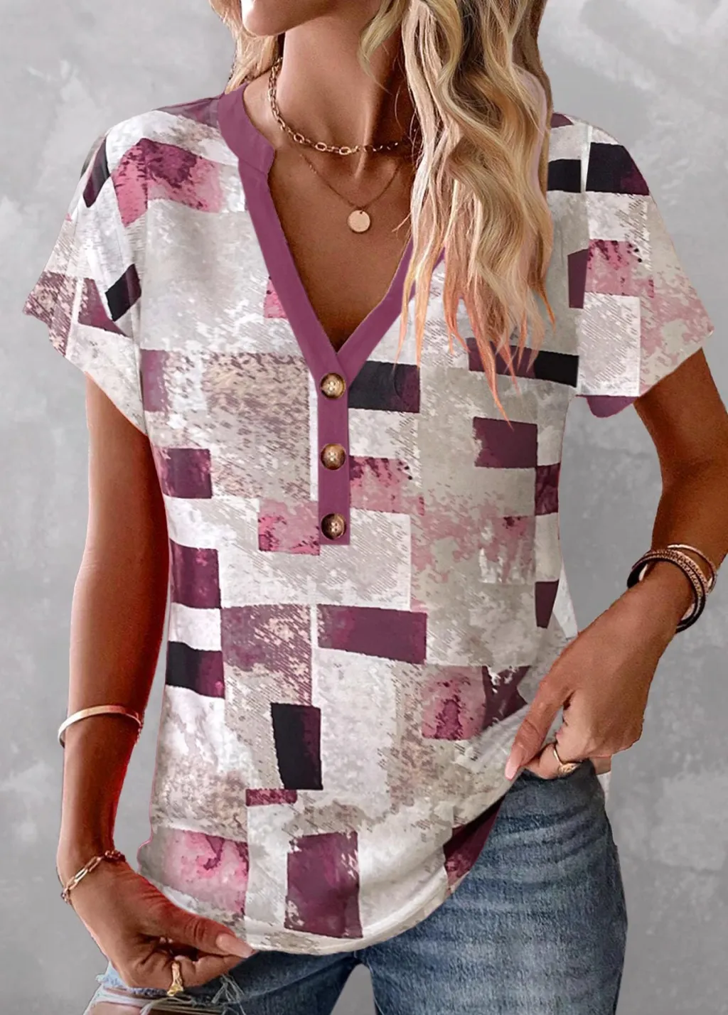 Multi Color Gradient Button Top Casual - Element2